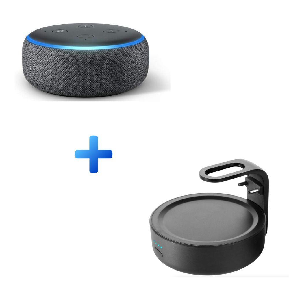 Echo Dot Amazon 3ª generación + base de batería, negro