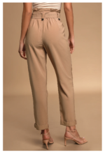 Pantalón lulus corto con cintura alta camel talla M - Imagen 3