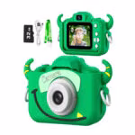 Cámara digital para niños GOOPOW con funda protectora verde en Lima