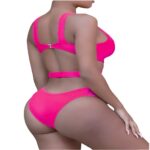 X Traje de baño rosado de una pieza con aberturas y transparencias - Imagen 2