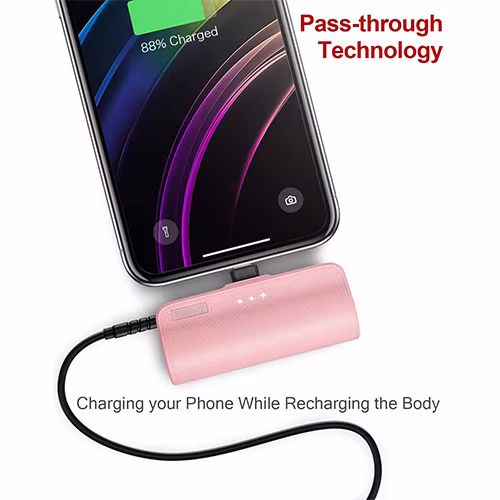 iWALK – Minicargador Portátil de 3,350mAh con Enchufe Incorporado Compatible con IPhone (ROSADO) en Lima