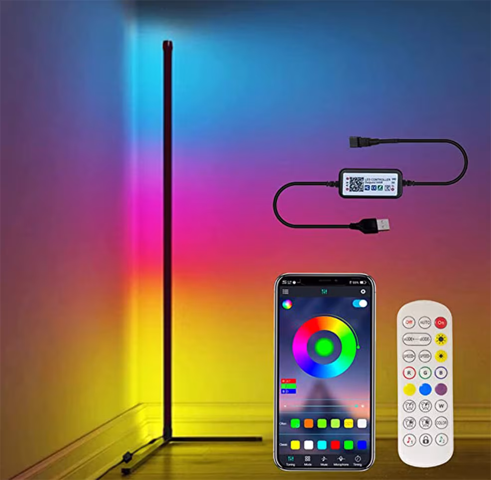 Lámpara De Esquina Luz LED Magic Color RGB A Control Remoto RF y Aplicación Android E iOS (CANRIA) en Lima