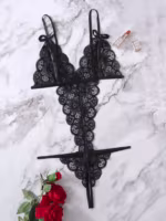 Lencería de malla de encaje floral transparente – Talla M en Lima