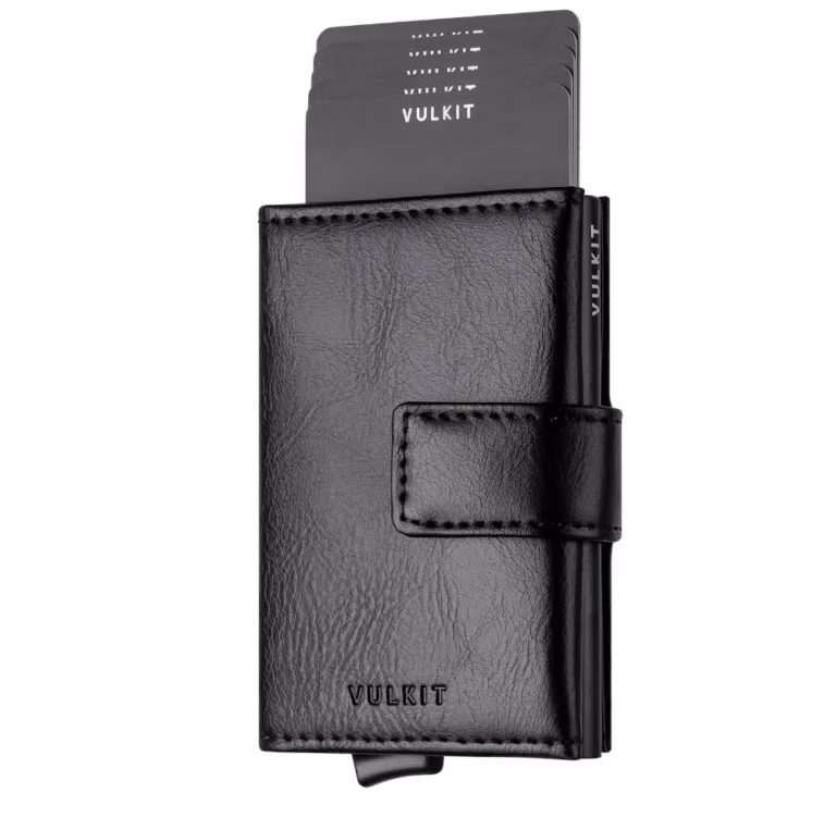 VULKIT Cartera Desplegable De Piel Auténtica /  Tarjetero Automático /  Cartera Con Bloqueo RFID y Bolsillo Plegable Con Ranura Para Billetes en Lima