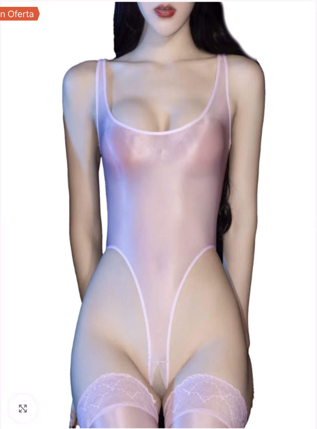 X Body brillante color rosa con cuello en U y entrepierna abierta corte alto en Lima