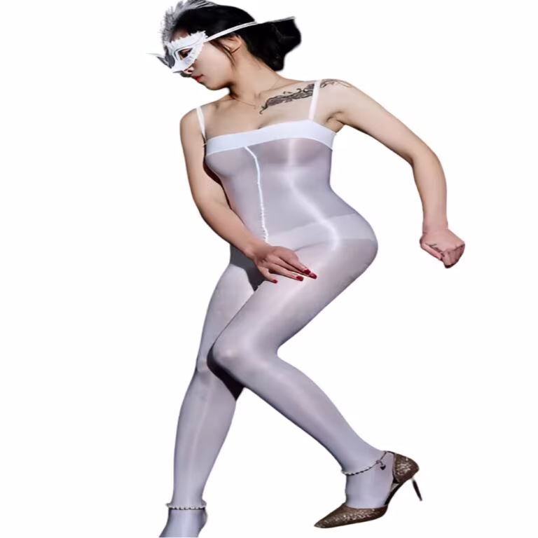 X Bodystocking plomo brillante con tiras al hombro con entrepierna abierta en Lima